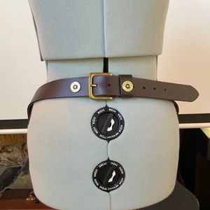 Remington 12A brown leather belt with brass buckle 2X (46-48)